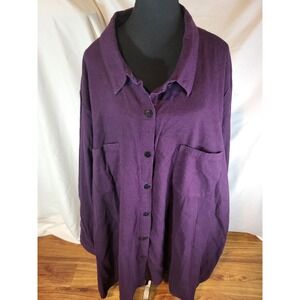 Winter Sun OSFA Plum Purple Over Size Boho Lagenlook Button Up Shirt